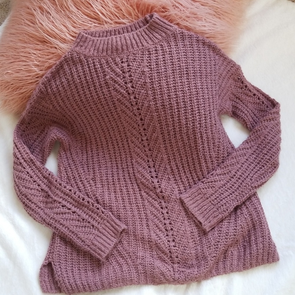 Lucky brand mauve chunky knit sweater
